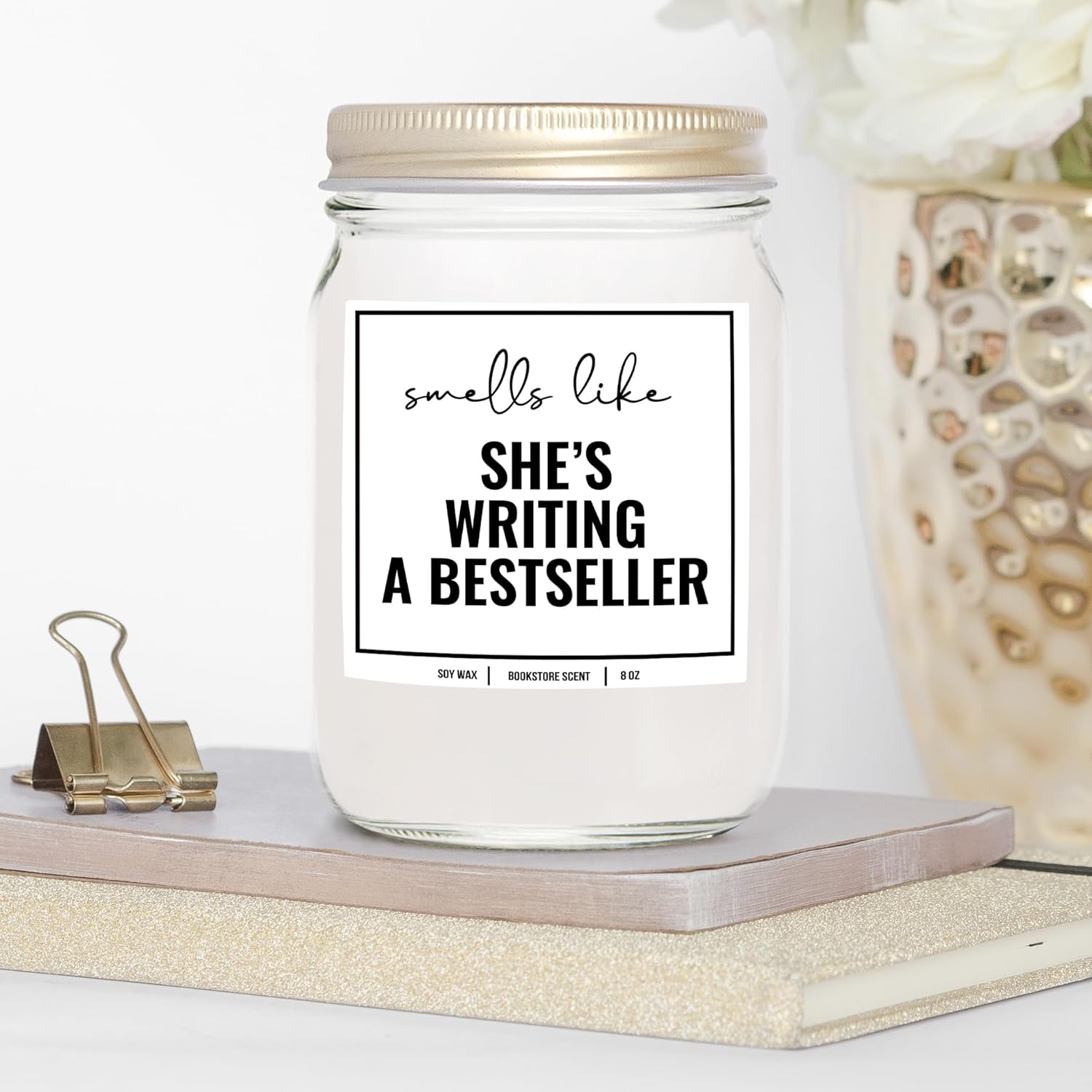 You Nique Designs Writer Candle 9Oz - Gifts For Journalists - Jar Candle, Author Gifts, Book Author - Cool Surprise For Writers And Authors