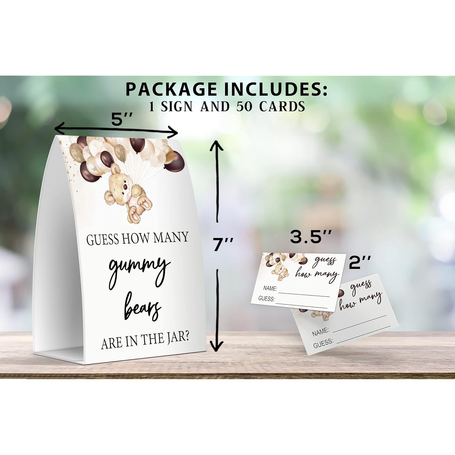 How Many Gummy Bears Are In The Jar, Gummy Bears Baby Shower Games, Gummy Bears Theme Baby Shower - One Sign And 50 Cards (Ges10)