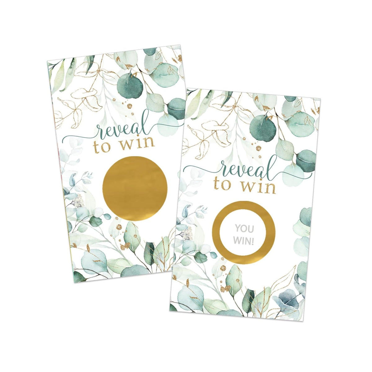 Greenery And Gold Bridal Shower Games - 30 Pack - Fun Scratch Off Raffle Cards For Weddings, Showers, Engagements & Receptions - Elegant Floral Theme