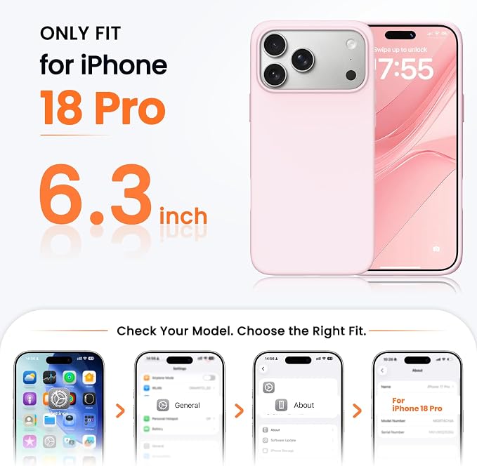 iPhone 18 Pro Case Slim Liquid Silicone Cover Chalk Pink Protective Case