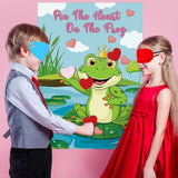 Pin The Heart On The Frog Valentines Games For Kids Valentines Party Games Supplies, Large Valentines Day Pin The Tail Games Poster With 36 Heart Stickers