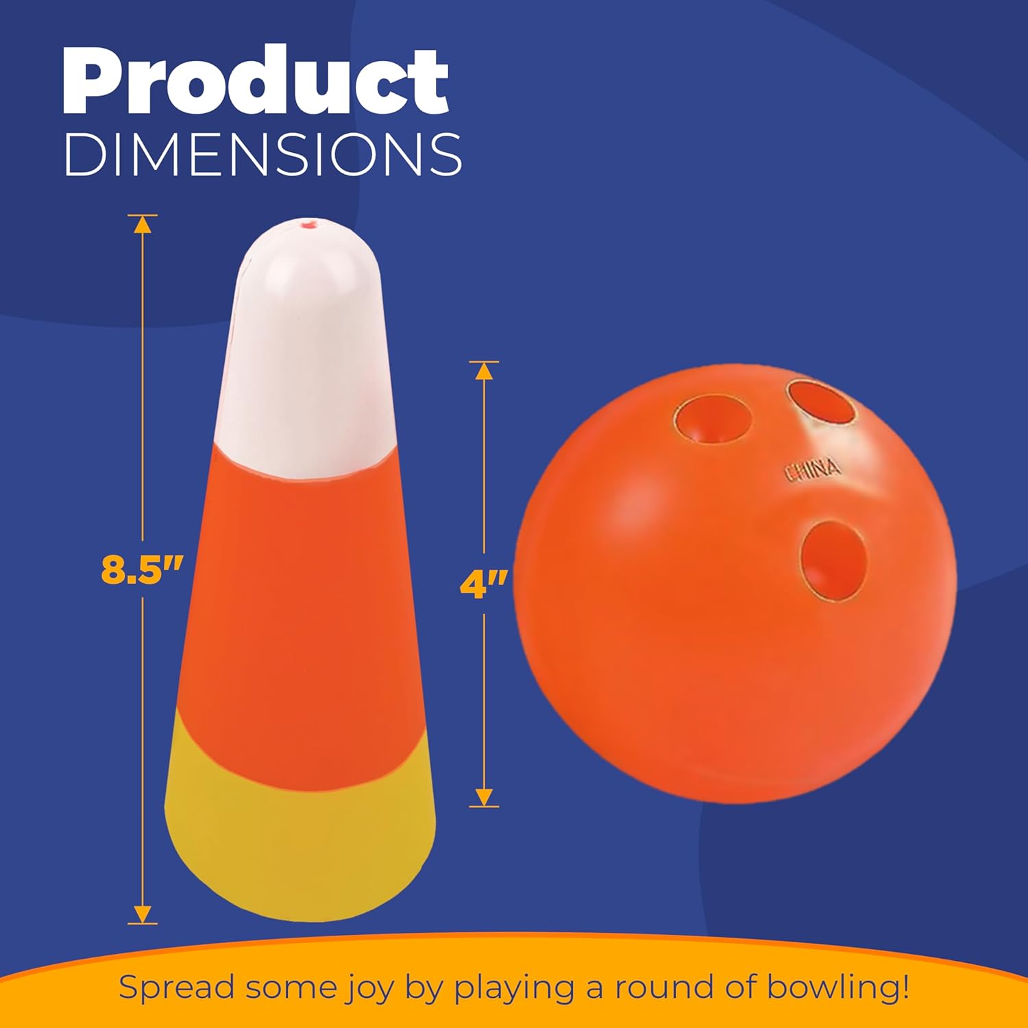 Halloween Candy Corn Bowling Game For Party, Plastic Fall Games For Kids & Adults Indoor/Outdoor Backyard Fall Carnival Activity Trunk Or Treat Game, Fall Festival Party Supply