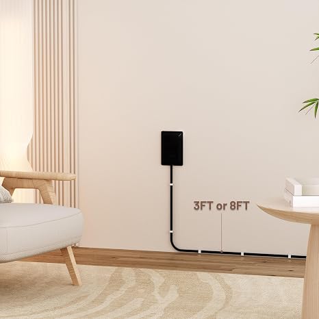 Flat Plug Power Strip 3 AC Outlets 3FT Ultra Thin Extension Cord Black