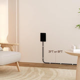 Flat Plug Power Strip 3 AC Outlets 3FT Ultra Thin Extension Cord Black