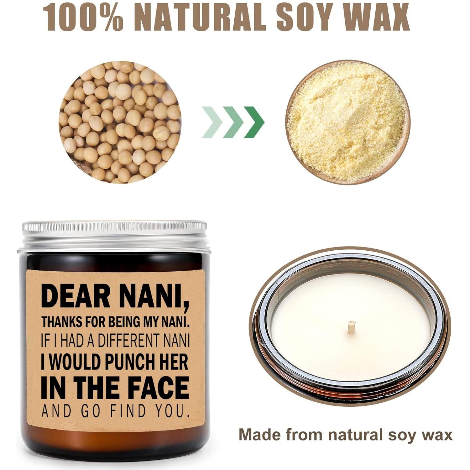 Nani Candle-Nani Gifts From Grandkids-I'D Punch Another In The Face-Fun Gag For Her-Mother'S Day Candle-Lavender Scented Candles,8Oz