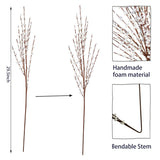 10Pcs 29.5" Long Artificial Flower Winter Jasmine Folk Pip Berry Plant Dry Branches For Wedding Home Decor Vase Christmas Decor (10, White)