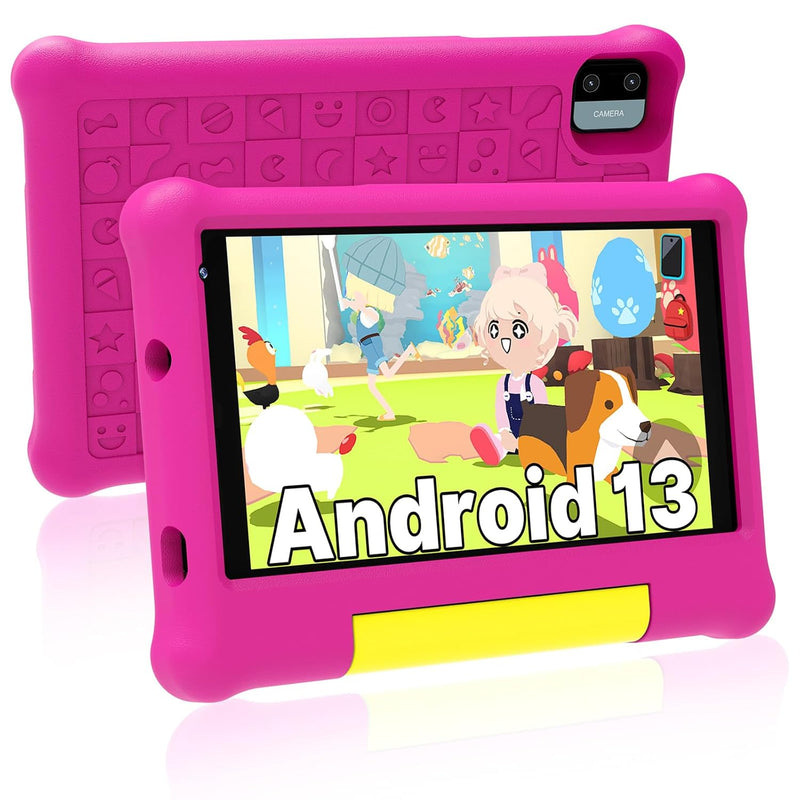 7" Android 13 Kids Tablet, Ages 3-7 Tablet For Kids, Quad-Core, Shockproof Cas