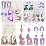 Multi Piece Dangle Earrings Silicone Mold, Geometric Moon With Connector Earrings Resin Molds, Jewelry Casting Molds For Epoxy Resin