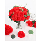 108Pcs Carnation Head Flowers With Stem - Red Artificial Flowers Carnation Bulk - Silk Carnations Fake Flower For Wedding Bouquet Diy Baby Shower Centerpieces Grad Party Tables Memorial Decor