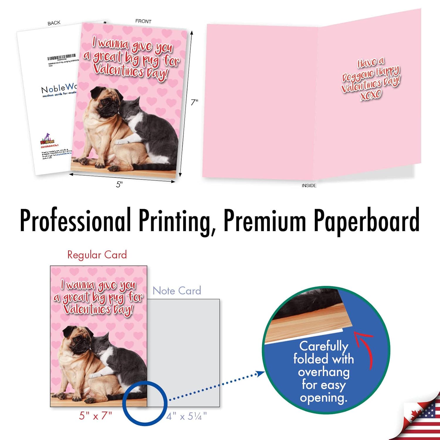 - Pack Of 3 Humorous Valentine'S Day Greeting Cards With Envelopes, Funny Pet Cat And Dog For Men And Women Couples (1 Designs, 3 Each) - Great Big Pug C6758Vdg-C3X1
