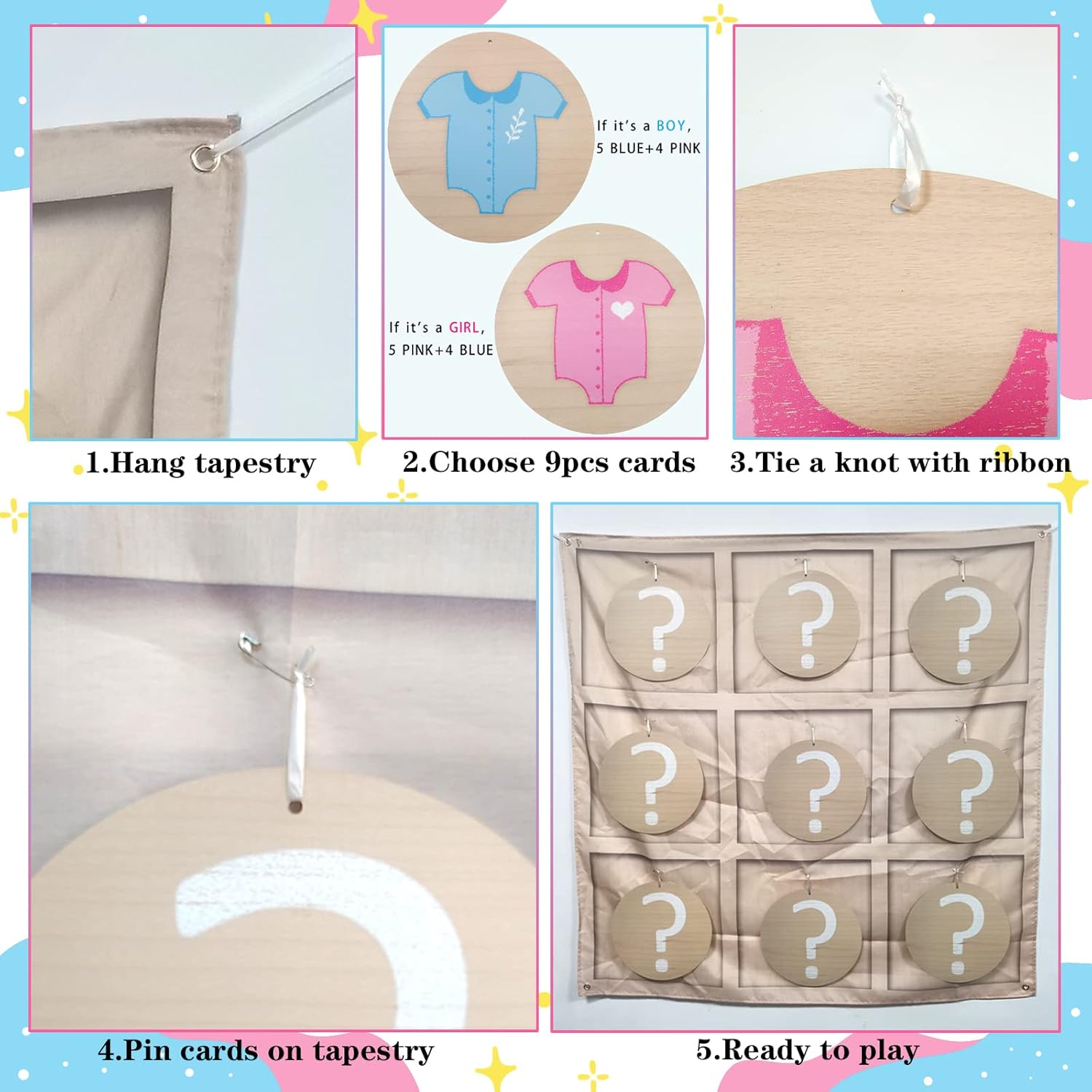 Gender Reveal Tic Tac Toe Board Game, Gender Reveal Games Tic-Tac-Toe For He Or She, Baby Gender Reveal Ideas Party Supplies, Boy Girl Sign, Baby Shower Gender Reveal Decoration Kit