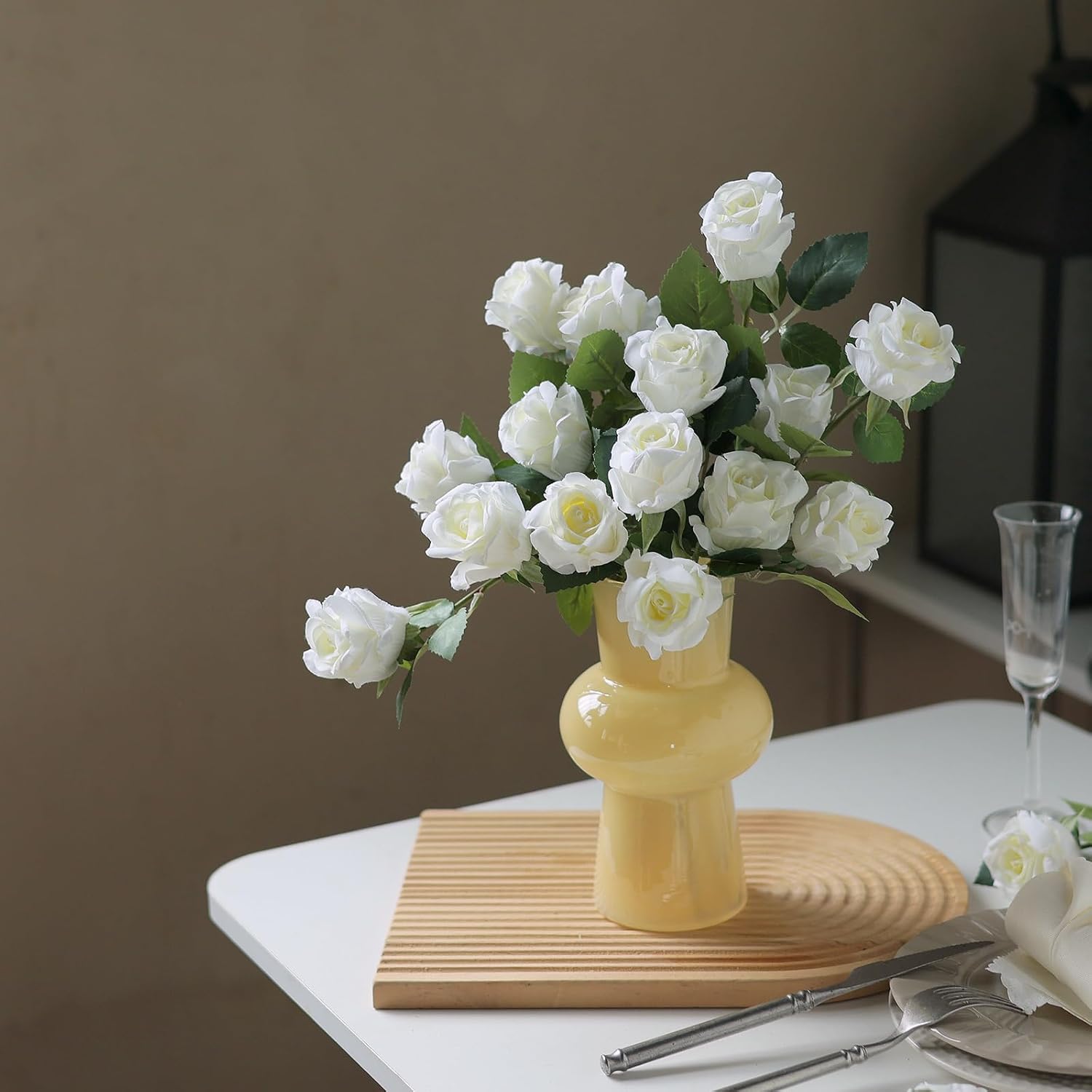 60 Pcs Artificial Roses In Bulk, Fake Silk Roses Realistic Roses Stem Faux Roses Bouquet For Wedding Centerpieces Flower Arrangement Home Decor (White)