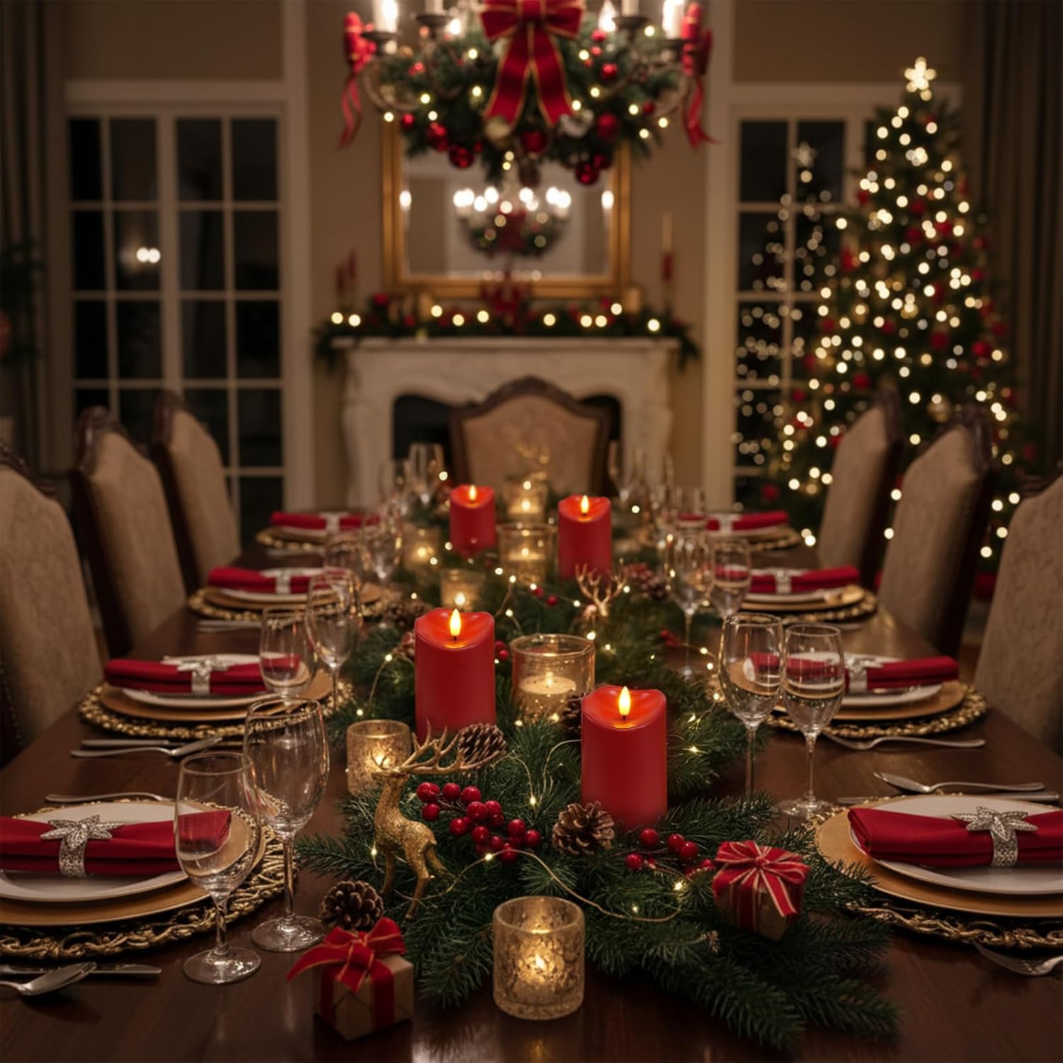 Burgundy Flameless Candles, Waterproof Flickering Candles, Outdoor Battery Operated Led Pillar Candles With Remote Timer, Electric Fake Plastic Candles, Red, Christmas Decor, 3" X 6"