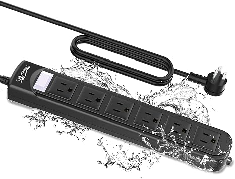 Outdoor Weatherproof Power Strip 6 Outlets 6FT Cord 1875W Surge Protector