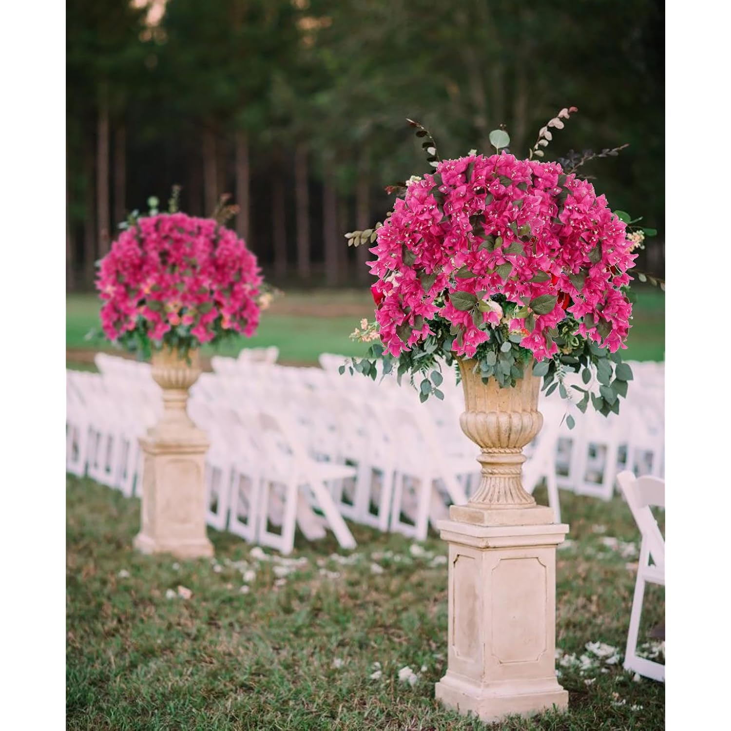 4Pcs Bougainvillea Artificial Flowers 42" Long Stem Pink Faux Silk Bougainvillea Flowers Fake Hanging Flower Branches For Wedding Table Centerpieces Home Garden Arch Wall Decorations (Deep Pink)