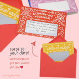 24 Love Coupons For Him - Diy Scratch Off Date Night Ideas With Stickers And Envelopes - Valentine'S Day Gift - Romantic Gifts - 3.15X4.72 Inch Mini Date Night Shenanigans Voucher Cards