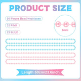 50 Pcs Gender Reveal Beads For Baby Shower Blue Pink Plastic Beads Blue 24 Inch 6 Mm Announcement Party Supplies Gender Reveal Party Favors For Baby Shower