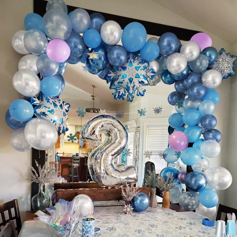 Frozen Snowflake Balloons Arch Garland Kit For Birthday Baby Shower Wi