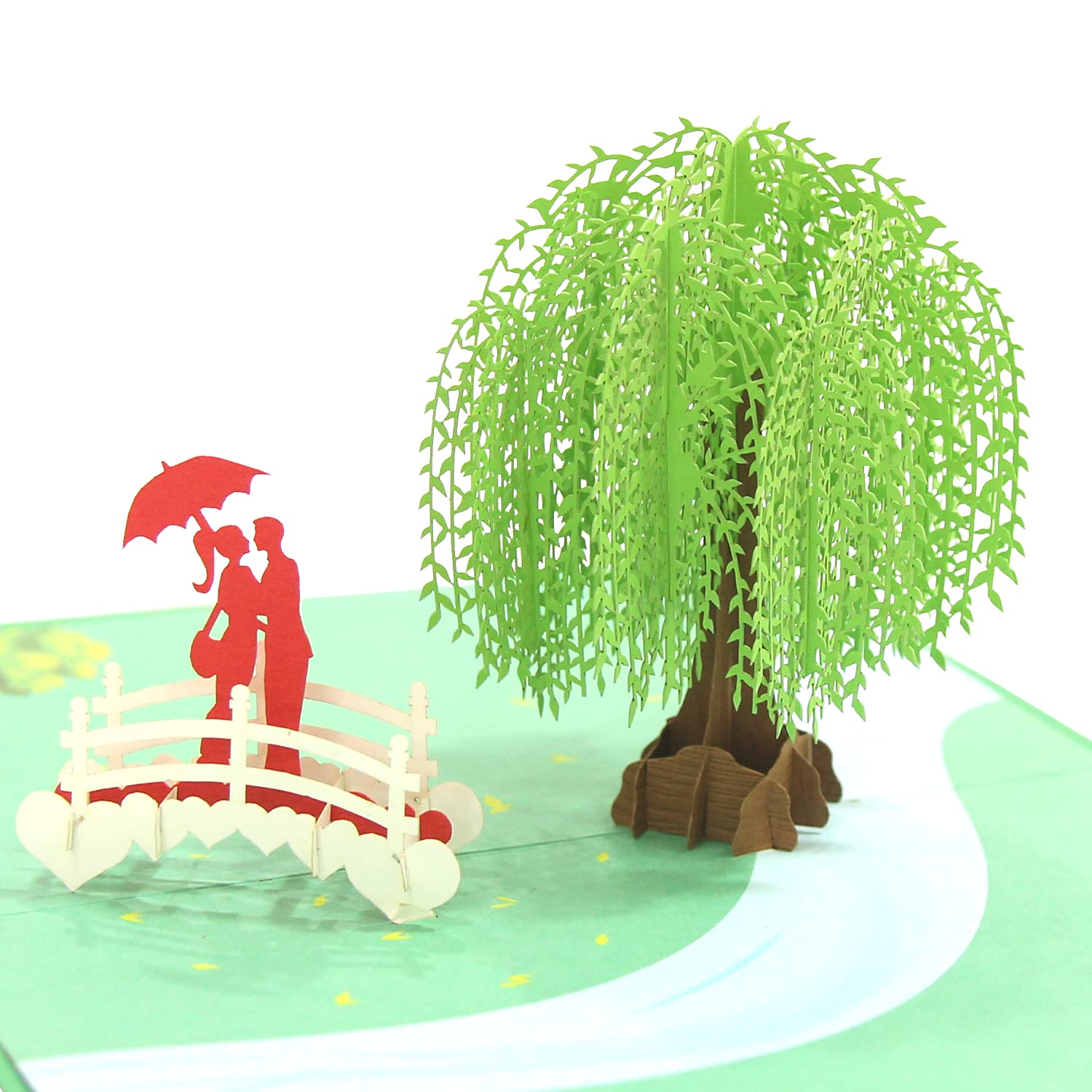 3D Pop Up Card Romantic Willow Tree Design For Valentine'S Day, Anniversary, Wedding - Unique Love Greeting Card For Wife, Her - With Blank Envelope (4.6"X7")