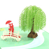 3D Pop Up Card Romantic Willow Tree Design For Valentine'S Day, Anniversary, Wedding - Unique Love Greeting Card For Wife, Her - With Blank Envelope (4.6"X7")