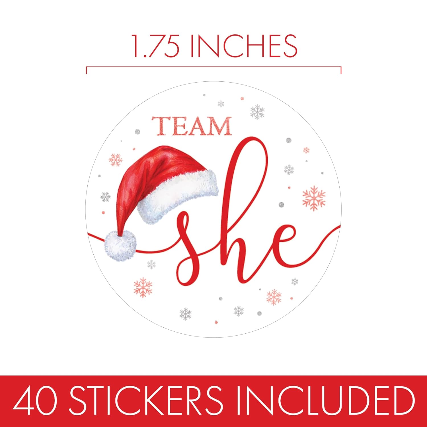 Santa Baby Gender Reveal Party - Team He Or Team She Stickers - 40 Labels – Christmas Gender Reveal