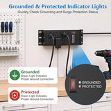 Heavy Duty Black Surge Protector Power Strip with 6 Outlets and 4FT Cord for Garage and Workshop