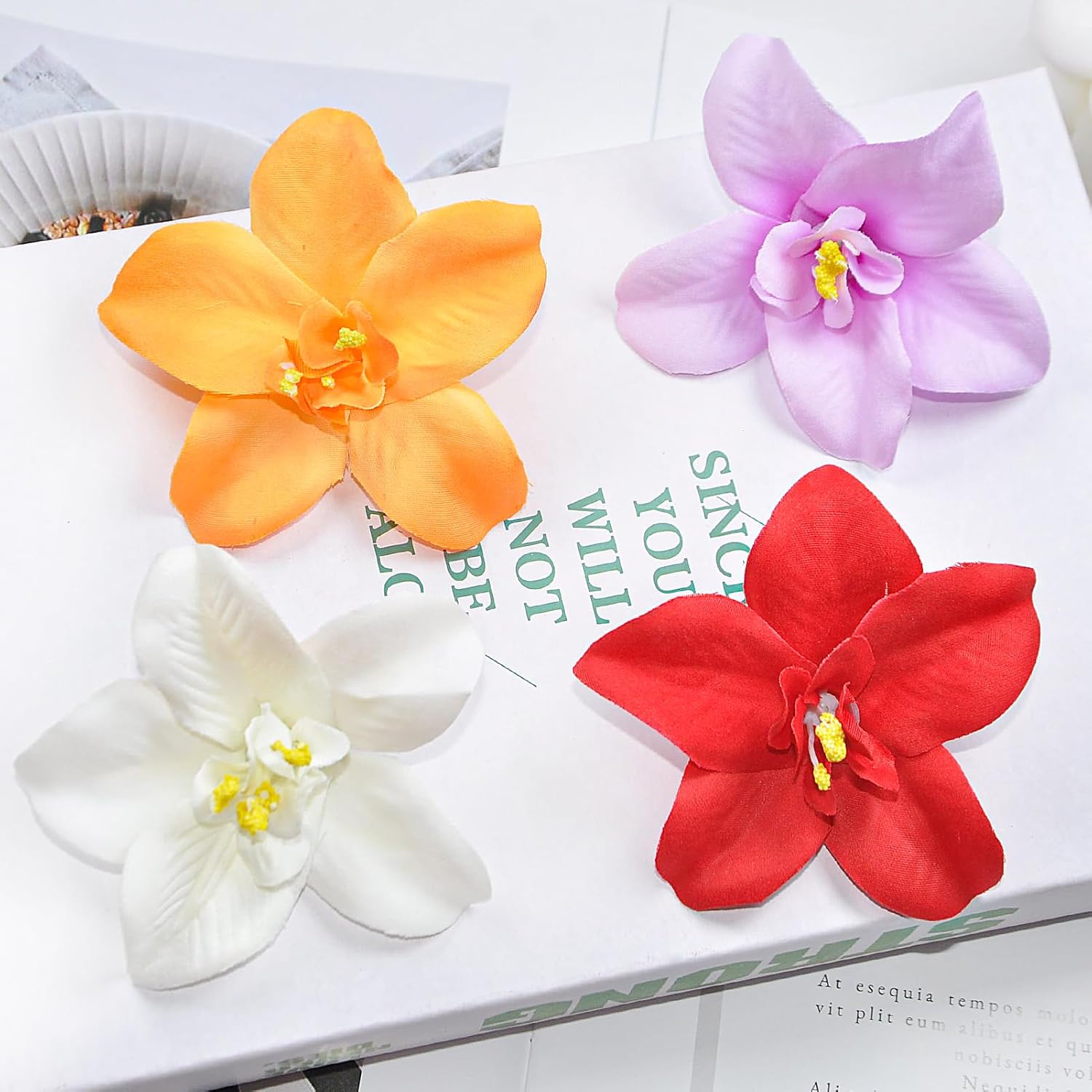 50Pcs Light Purple Artificial Orchid Flower Heads Silk Fake Flower Heads, 2.36 Inch Faux Tropical Orchid Bloom Heads For Flower Arrangement Centerpiece Home Indoor Decor