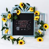 4 Pack Artificial Sunflower Garland - Silk Sunflower Vine Artificial Flowers Garland With Green Leaves For Wedding Party Table Decoration