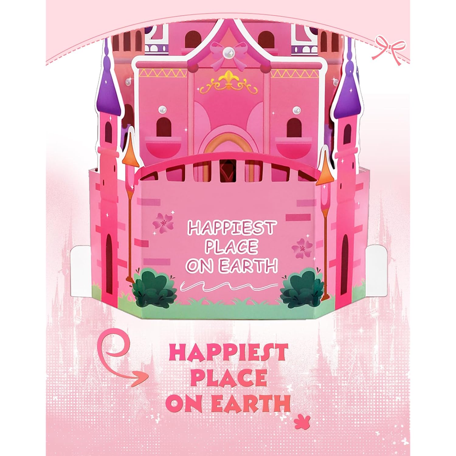Castle Pop Up Card For Girl - 3D Valentine'S Day Card With Envelope, Happiest Place On Earth, Cartoon Decor Gifts For Kids Daughter Sister Niece Women On Birthday Valentines All Occasion