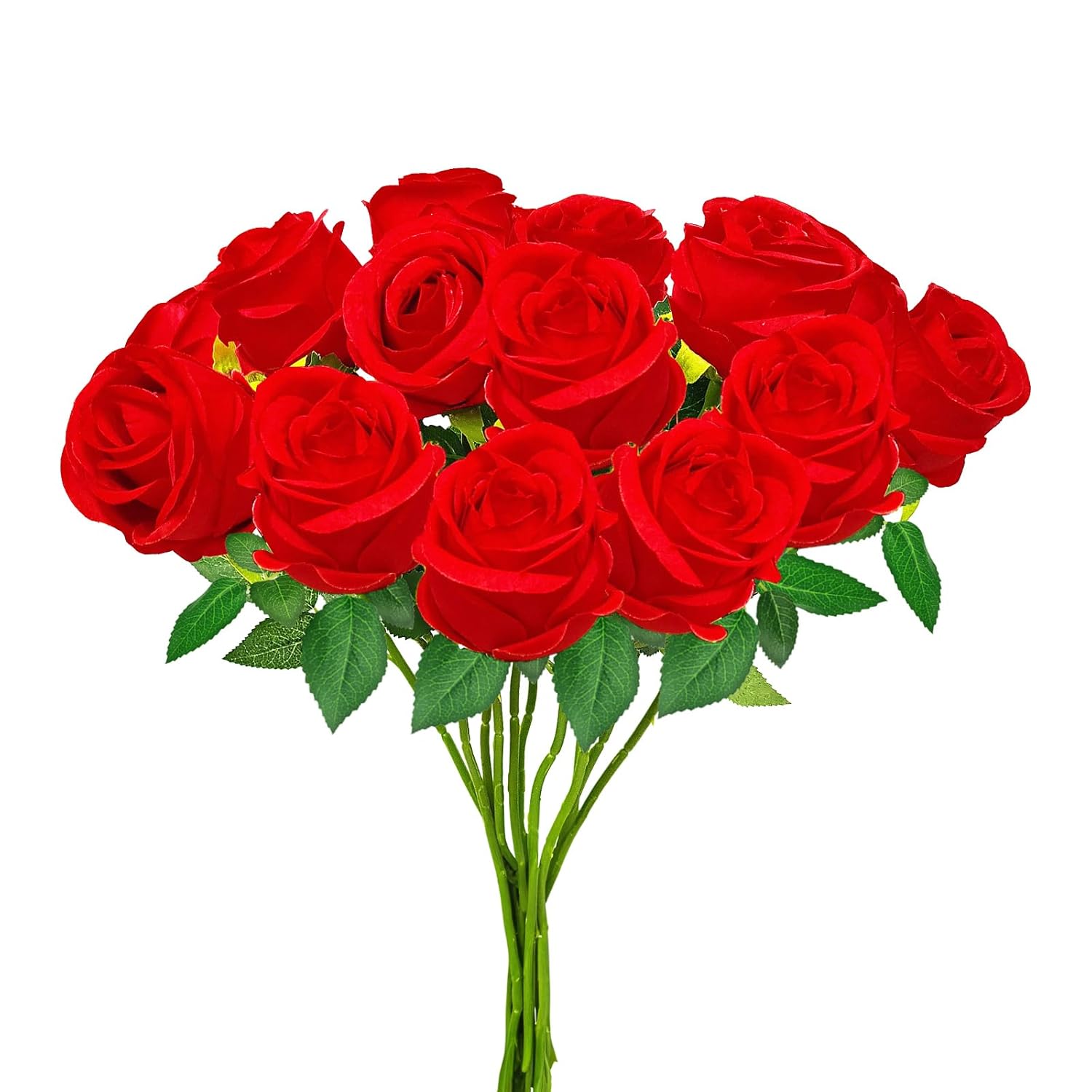 Red Artificial Roses With Long Stems, 12Pcs Realistic Roses Artificial Flowers, Faux Roses | Bulk Fake Flowers For Home Decor, Wedding Party Table Centerpieces, Diy Bouquet