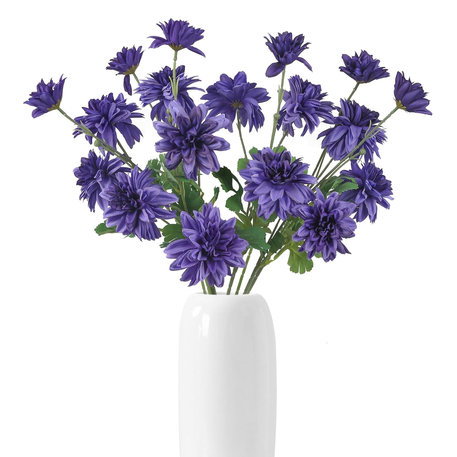 6Pcs Dahlias Artificial Flowers 27.5’’ Deep Purple Dahlia Silk Flowers With Stems For Home Wedding Dining Table Party Garden Decoration(Deep Purple)