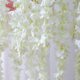12 Piece Artificial Silk Wisteria Vine 3.6 Feet Ratta Hanging Flower Garland String Home Party Wedding Decor (White)
