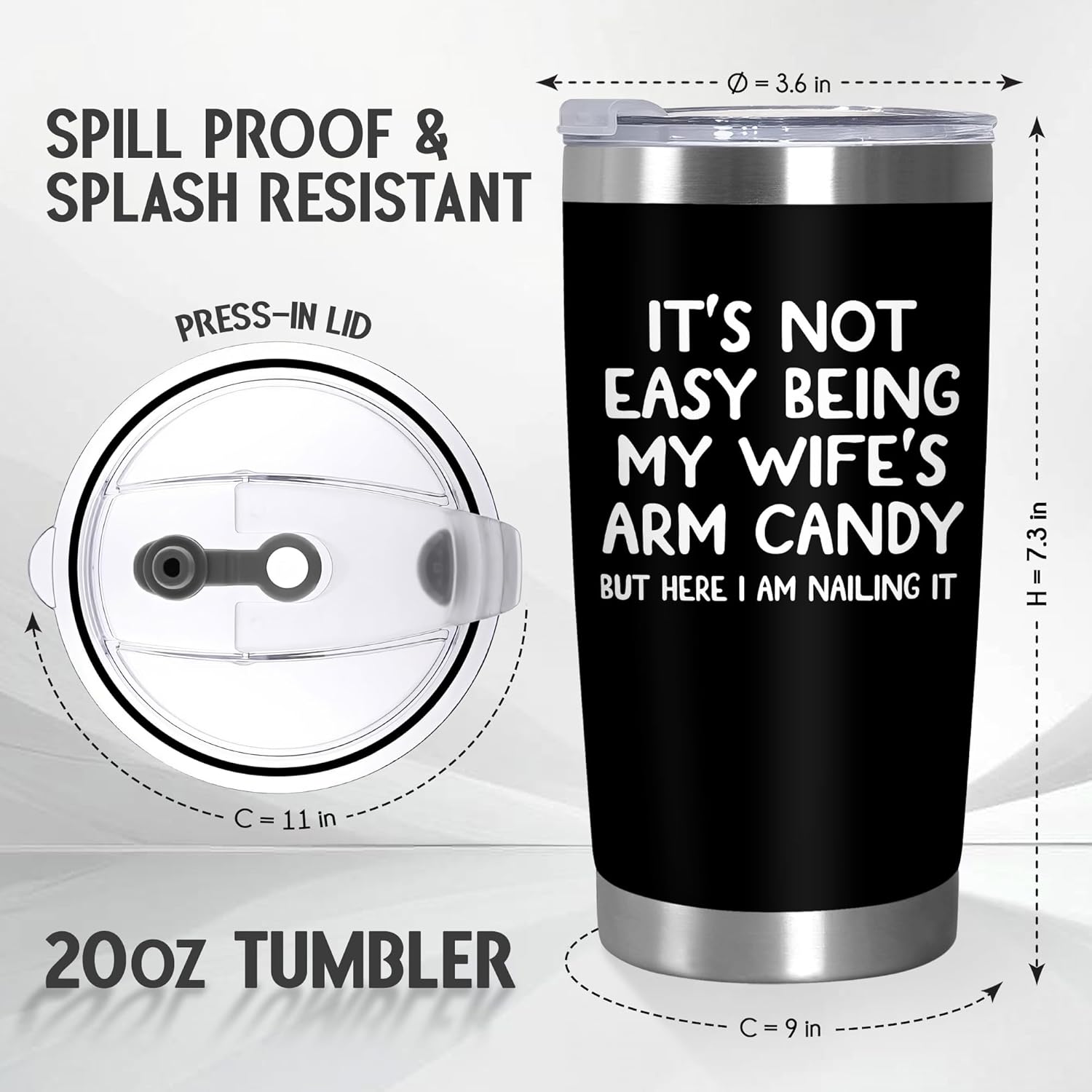 Christmas Birthday Gifts For Husband From Wife - 20 Oz Stainless Steel Insulated Coffee Tumbler With Lid - Anniversary Wedding Gifts Gifts For Him Men Husband From Wife, Presents For Men