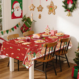 4 Pcs Christmas Tablecloth Party Decorations - Merry Christmas Santa Plastic Table Cover, Gingerbread Snowflakes Rectangular Tablecloth For Xmas Holiday Winter Party Supplies, 51 X 86.6 Inch