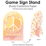 Big Dot of Happiness Stay Groovy - How Many Candies Boho Hippie Party Game - 1 Stand and 40 Cards - Candy Guessing Game