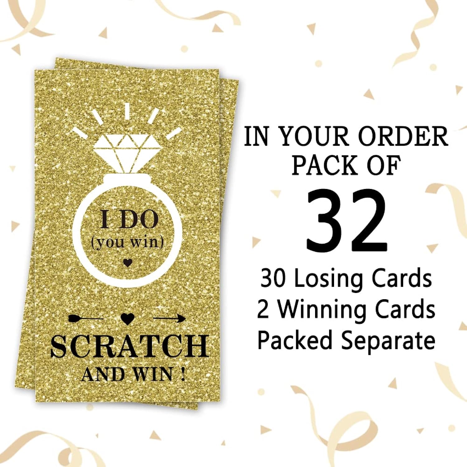 Gold Diamond Bridal Shower Scratch Off Game Cards?32 Pcs? Gift Certificate Scratch Off Cards Activity For Wedding Festive Raffle Tickets Family Holiday Games Supplies For Kids Adults