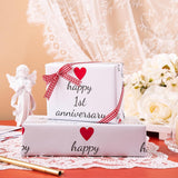 Anniversary Wrapping Paper Sheet - 6 Sheets 1St Anniversary Design Folded Flat For Husband, Wife, Boyfriend, Girlfriend, Birthday, Valentines Day - 19.7 Inch X 27.5 Inch Per Sheet