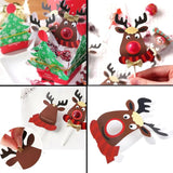 50Pcs Christmas Lollipop Paper Cards Elk Reindeer Pattern Candy Decorative Cards Moose Diy Folded Candy Holders Cards Wrap Decorations For Winter Family Party Supplies (Red)