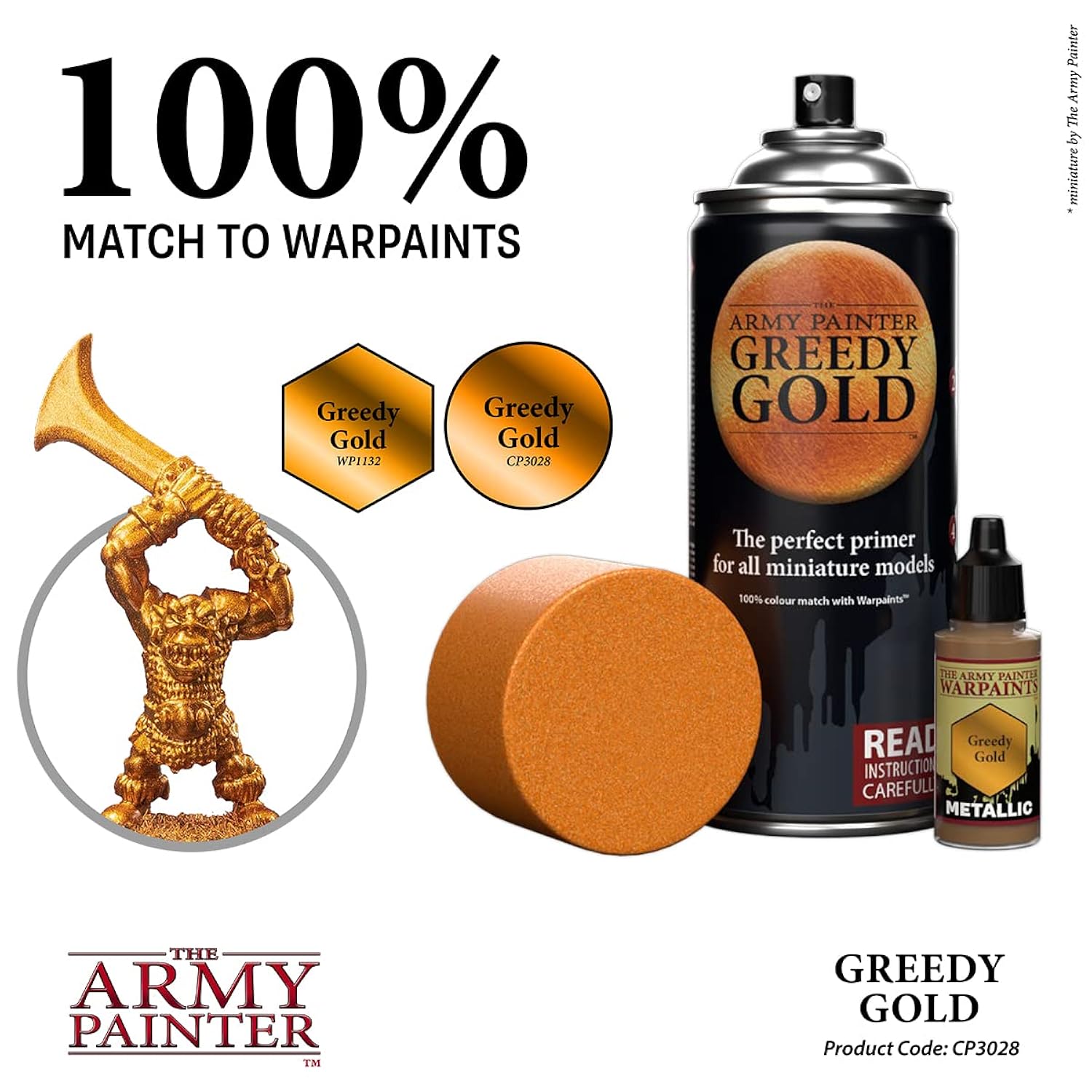 Colour Primer Greedy Gold, 400 Ml Acrylic Spray Primer, Spray Paint For Miniature Priming Basecoat, Tabletop Roleplaying, Boardgames, And Wargames Miniature Modelling