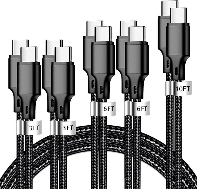 5 Pack USB C Charging Cable 3FT 3FT 6FT 6FT 10FT Fast Charging Cord for iPhone Samsung