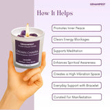 Crown Chakra Meditation Candle With Healing Crystals And Amethyst Bracelet Lavender Candles For Home Relaxing Candles For Women Stress Relief Spiritual Meditation Gifts For Women Men