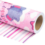 Reversible 1St Birthday Wrapping Paper - Mini Roll - 17 Inch X 33 Feet - Adorable Elephant Happy Birthday Wrapping Paper For Girls, Baby Shower, Party