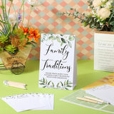 61 Pieces Baby Shower Games Include 1 Family Traditions Standing Sign And 50 Family Traditions Activities Cards With 10 Pencils(Greenery)
