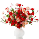 12 Pcs Valentines Day Decoration Rose Floral Picks 16 Inch Red Pink Heart Artificial Flower Berry Stems Flower Branches For Valentine'S Day Wedding Anniversary Vase Table Centerpieces Decor