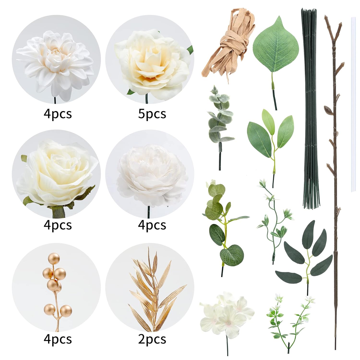 Artificial Flowers Combo, Fake Flowers For Diy Tables Centerpieces Baby Shower Bridal Shower Wedding Bouquet Arrangements Party Candle Holder Cake Decor Flower Home Decorations