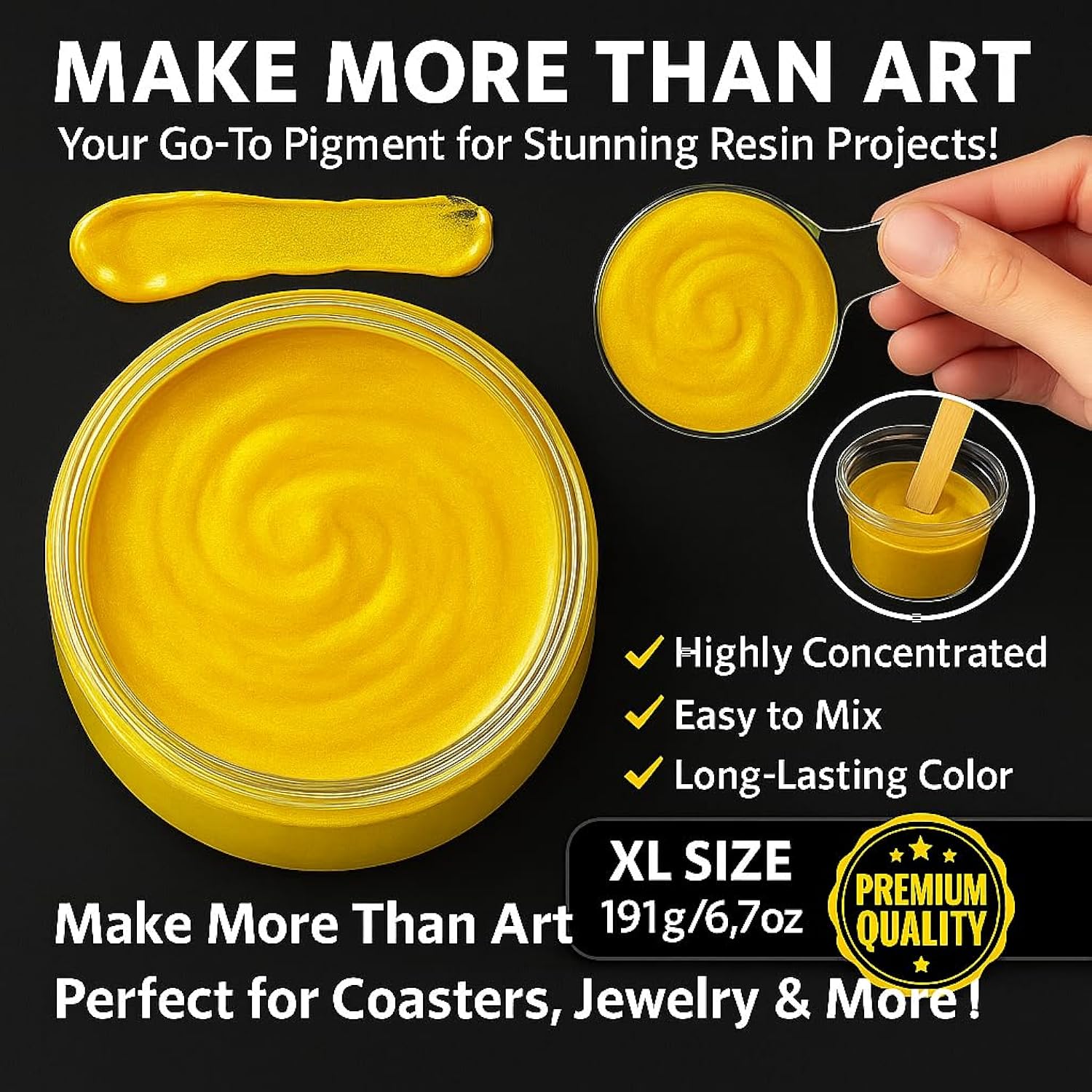 Yellow Pigment Paste For Epoxy Resin – Ultra-Opaque 'Summer Yellow' Resin Colorant, 191G/6.7Oz – Smooth Blend For Epoxy Art, Jewelry, Diy Crafts