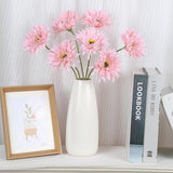 Gerbera Daisy Artificial Flowers 12Pcs Pink Fake Silk Flowers Faux Daisies Bouquet With Stems For Wedding Bouquet Home Party Garden Outdoor Decoration(Pink)