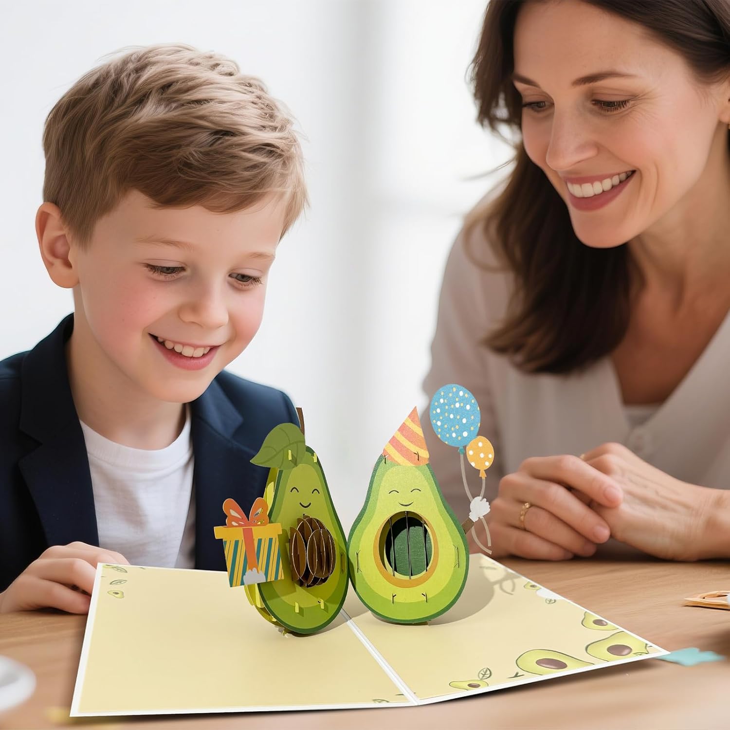 Birthday Card Pop Up, 3D Pop-Up Avocado Greeting Cards With Envelopes & Sealing Stickers For Kids, Friends, Creative Enthusiasts, Foodies