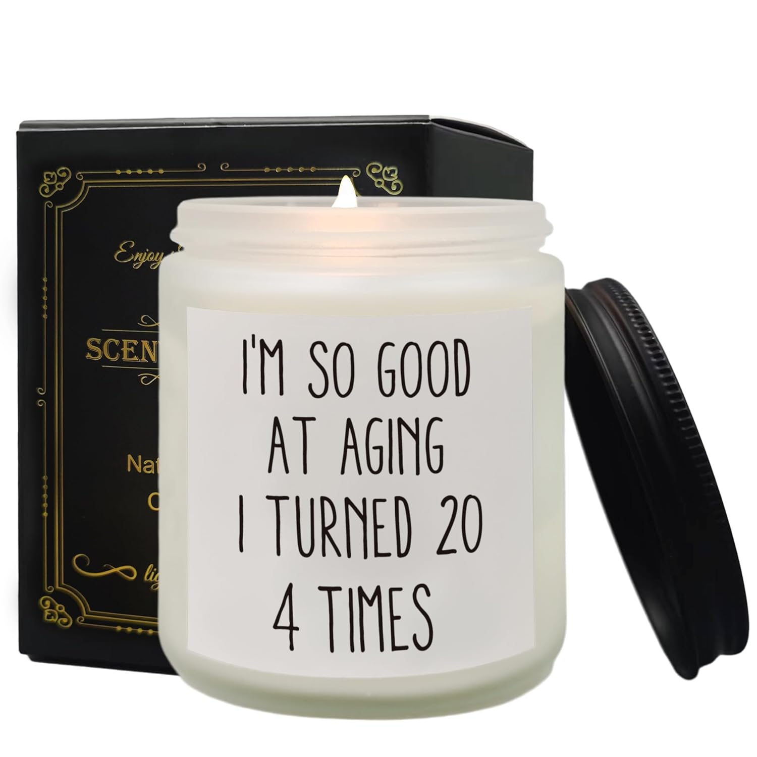 80Th Birthday Candle, Funny 80Thbirthday Candles Gifts For Women Men, 80 Birthday Gifts Soy Candle, I’M So Good At Aging I Turned 20 4 Times Lavender Fragrance Candles For Homescented