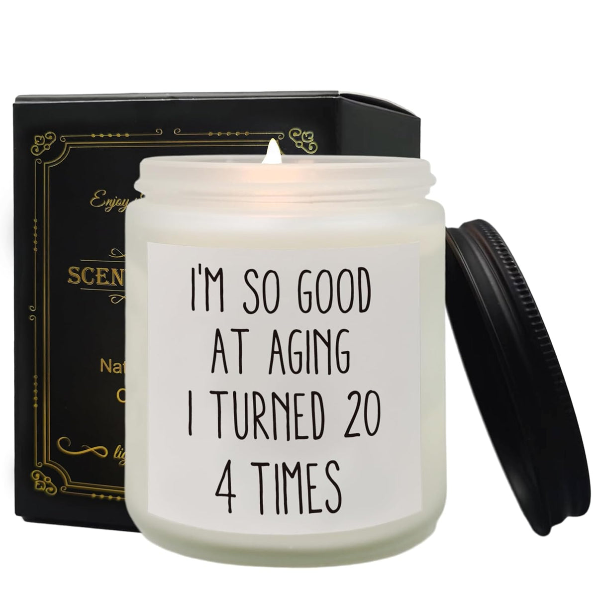 80Th Birthday Candle, Funny 80Thbirthday Candles Gifts For Women Men, 80 Birthday Gifts Soy Candle, I’M So Good At Aging I Turned 20 4 Times Lavender Fragrance Candles For Homescented